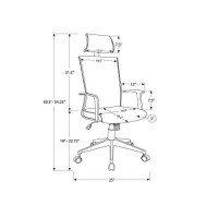 Monarch Specialties Executive High Back Computer Desk Armrests Headrest Comfortable Swivel Office Chair, Black