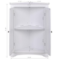 Spirich Home Floor Corner Cabinet With Two Doors And Shelves, Free-Standing Corner Storage Cabinets For Bathroom, Kitchen, Living Room Or Bedroom, White