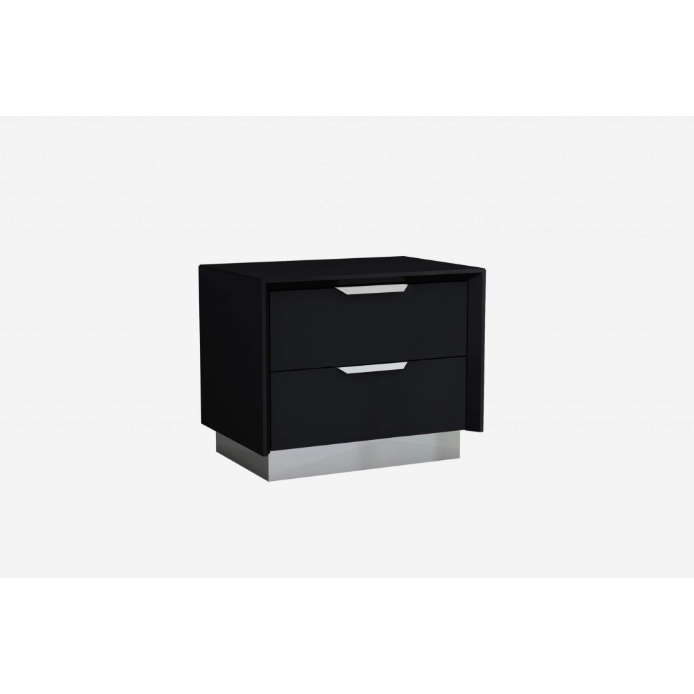 Homeroots Chrome Black And Stainless Steel Two Drawer Nightstand