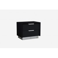 Homeroots Chrome Black And Stainless Steel Two Drawer Nightstand