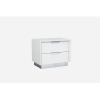 Homeroots Chrome White And Stainless Steel Two Drawer Nightstand