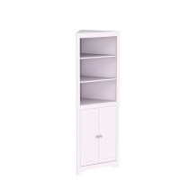 Spirich Tall Corner Cabinet With Doors And Shelves, Freestanding Corner Storage Cabinet For Bathroom, Kitchen, Living Room, White