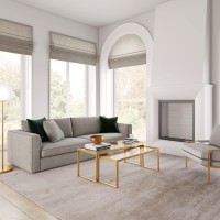 Henn&Hart Rectangular Nested Coffee Table In Brass, Modern Coffee Tables For Living Room, Studio Apartment Essentials