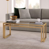 Henn&Hart Rectangular Nested Coffee Table In Brass, Modern Coffee Tables For Living Room, Studio Apartment Essentials