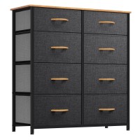Yitahome Dresser For Bedroom, Tall Dresser With 8 Drawers, Storage Tower With Fabric Bins, Chest Of Drawers For Closet & Living Room - Sturdy Steel Frame, Wooden Top (Dark Grey)