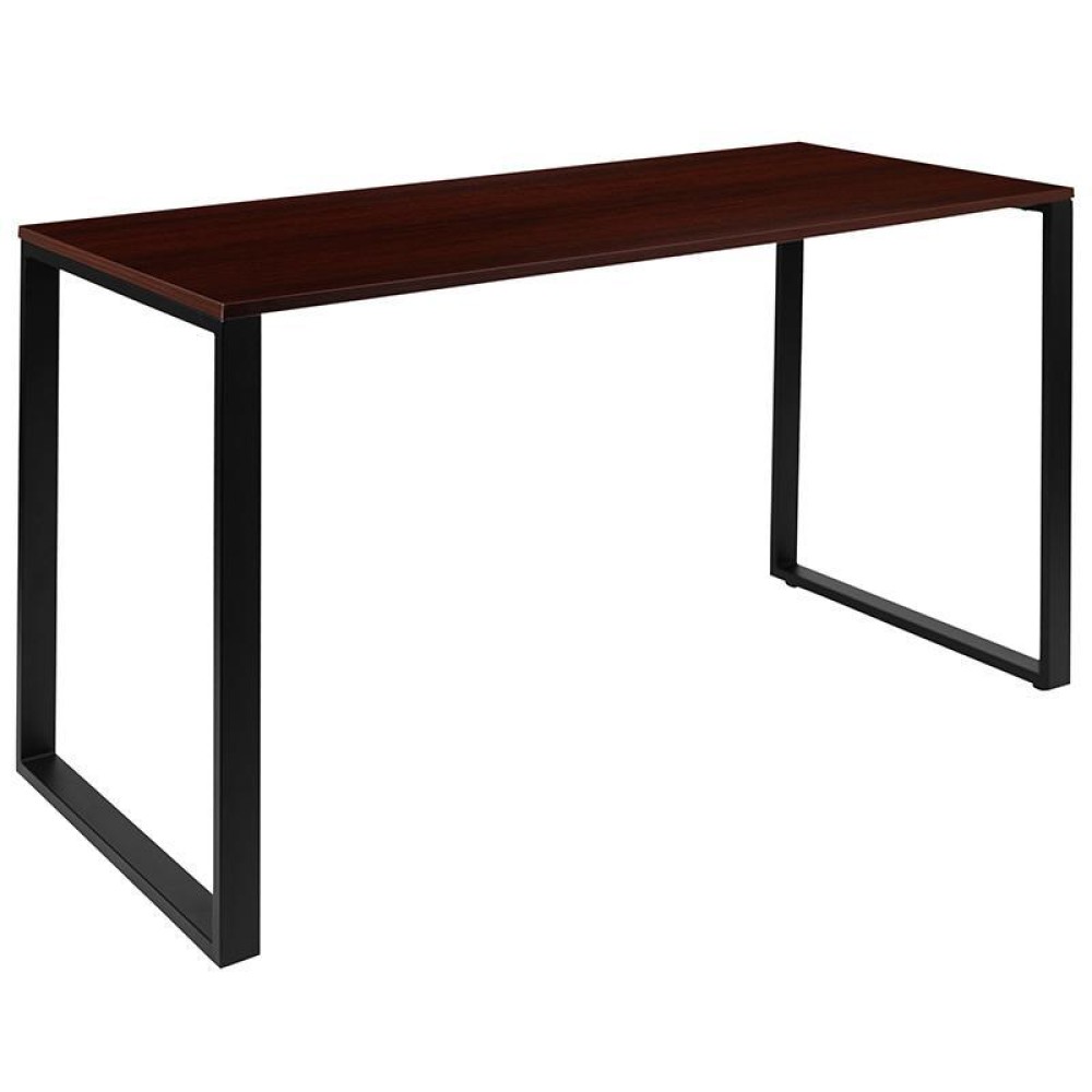 Modern Commercial Grade Desk Industrial Style Computer Desk Sturdy Home Office Desk - 55 Length-Mahogany