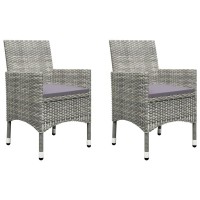 vidaXL 3 Piece Garden Bistro Set Poly Rattan and Tempered Glass Gray 8379