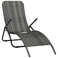 Vidaxl Patio Lounge Chair, Outdoor Chaise Lounge Chair, Folding Sunlounger, Sunbed For Backyard Poolside Porch Balcony, Gray Poly Rattan