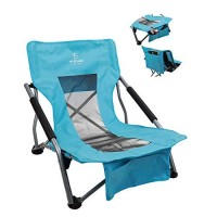 Hitorhike Low Sling Beach Camping Concert Folding Chair With Armrests And Breathable Nylon Mesh Back Compact And Sturdy Chair