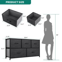 Yitahome Wide Storage Tower With 5 Drawers Fabric Dresser Organizer Unit For Bedroom Living Room Closets Sturdy Steel Fra