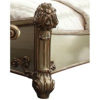 Button Tufted Baroque California King Bed with Scrolled Trim Legs, Gold