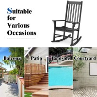 Giantex Rocking Chair Acacia Wood Frame Outdoor& Indoor For Garden, Lawn, Balcony, Backyard And Patio Porch Rocker (1, Black)