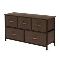 Azl1 Life Concept Extra Wide Dresser Storage Tower With Sturdy Steel Frame, 5 Drawers Of Easy-Pull Fabric Bins, Organizer Unit For Bedroom, Hallway, Entryway, Coffee