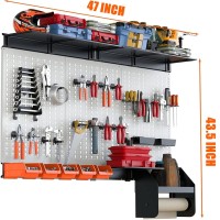 Torack Pegboard Wall Organizer 4 Ft Garage Metal Utility Tool Storage Kit With Toolboard Hooks Accessories Wall Mounted Bins