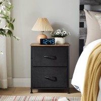 Somdot Nightstand With 2 Drawers, Bedside Table Small Dresser With Removable Fabric Bins For Bedroom Nursery Closet Living Room - Sturdy Steel Frame, Wood Top, Pull Handle - Black/Rustic Brown