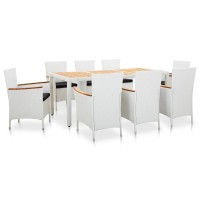 vidaXL 9 Piece Outdoor Dining Set Poly Rattan White 45980