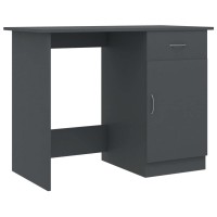 Vidaxl Desk Computer Desk Home Office Desk With Drawer Gray Engineered Wood