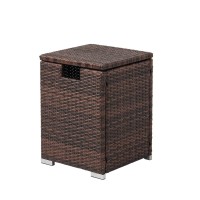 Hompus 16Inch Elegant 20Lp Propane Tank Cover Patio Table Storage Box Hideaway End Table Outdoor Side Table Patio Storage Box W