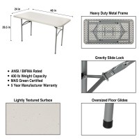 Oef Furnishings 4 Foot Heavy Duty Folding Table 24 X 48 Light Grey