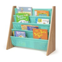 Humble Crew, Seafoam Green/Natural Kids Bookshelf 4 Tier Book Organizer, 25\ X 11\
