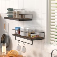 Zgo Floating Shelves For Wall Set Of 2 Wall Mounted Storage Shelves With Metal Frame And Towel Rack For Bathroom Kitchen Bedr