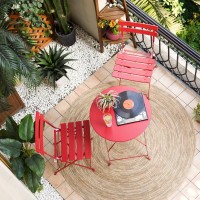 Grand Patio 3Pc Metal Folding Bistro Set, 2 Chairs And 1 Table, Weather-Resistant Outdoor/Indoor Conversation Set For Patio, Yard, Garden -Dark Red