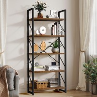 Yitahome 5 Tiers Bookshelf, Artsy Modern Bookcase, Book Rack, Storage Rack Shelves Books Holder Organizer For Books/Movies In Living Room/Home/Office - Rustic Brown (Ftofbc-0016)