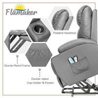 Flamaker Power Lift Recliner Chair Pu Leather With Massage For Elderly Ergonomic Lounge Chair Classic Single Sofa With 2 Cup Hol