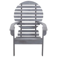 Vidaxl Folding Adirondack Chair, Patio Adirondack Chair Weather Resistant, Lawn Chair For Outdoor Porch Garden Backyard Deck, Solid Wood Acacia Gray