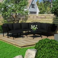vidaXL 8 Piece Garden Lounge Set with Cushions Black PVC 48592