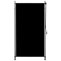 Vidaxl Outdoor Roller Blind - Hand Crank Operated, Adjustable Height, Shade And Privacy Provider For Patio, Deck, Balcony - Fade Resistant Fabric - Anthracite (47.2