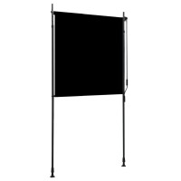 Vidaxl Outdoor Roller Blind - Hand Crank Operated, Adjustable Height, Shade And Privacy Provider For Patio, Deck, Balcony - Fade Resistant Fabric - Anthracite (47.2