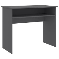 vidaXL Desk, Standing Computer Desk with Shelf, Home Office Desk, Workstation for Living Room Bedroom, Modern Style, Gray Engineered Wood