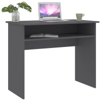 vidaXL Desk, Standing Computer Desk with Shelf, Home Office Desk, Workstation for Living Room Bedroom, Modern Style, Gray Engineered Wood