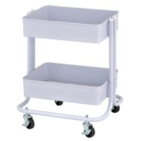 Ecr4Kids 2-Tier Rolling Utility Cart, Multipurpose Storage, White