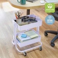 Ecr4Kids 2-Tier Rolling Utility Cart, Multipurpose Storage, White