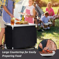 Giantex Camping Cook Table Kitchen Station With Storage Organizer And Carrying Bag, For Bbq Party Picnics Backyards And Tailgating, Portable Outdoor Aluminum Cooking Bbq Table (Black)