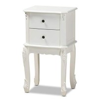 Baxton Studio Sophia Classic And Traditional French White Finished Wood 2-Drawer Nightstand