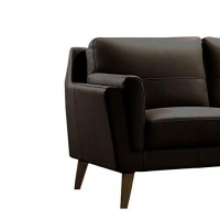 Benjara 2 Piece Leatherette Sofa Set With Wooden Splayed Legs, Brown