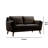 Benjara 2 Piece Leatherette Sofa Set With Wooden Splayed Legs, Brown