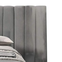 Benjara King Size Vertically Stitched Headboard With 2 Drawers Footboard, Gray