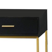 Benjara 1 Drawer Wooden Nightstand With Metal Legs, Black And Gold