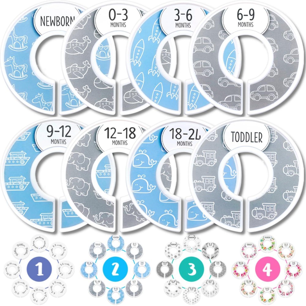 Baby Closet Dividers (Baby Blue) By Eli With Love - Set Of 8 Baby Closet Size Dividers For Boys - Ideal Baby Clothes Dividers For Closet - Helps Organize Nursery Closet Hangers By Size/Age