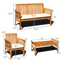 Tangkula 8 Piece Outdoor Acacia Wood Sofa Set Wwater Resistant Cushions Padded Patio Conversation Table Chair Set Wcoffee Tab