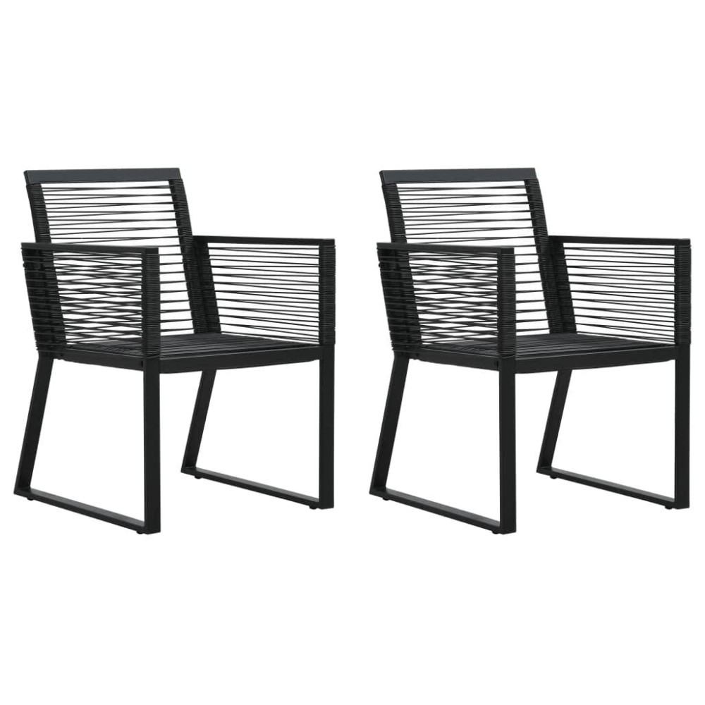 Vidaxl Set Of Two Black Pvc Rattan Patio Chairs - Modern, Weather-Resistant Design For Outdoor Use, Patio, Deck, Garden, Comfortable Seating With Armrests