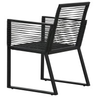 Vidaxl Set Of Two Black Pvc Rattan Patio Chairs - Modern, Weather-Resistant Design For Outdoor Use, Patio, Deck, Garden, Comfortable Seating With Armrests