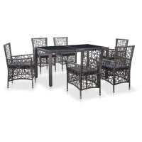 vidaXL 7 Piece Outdoor Dining Set Poly Rattan Gray 45993