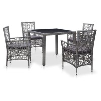 vidaXL 5 Piece Outdoor Dining Set Poly Rattan Gray 45994