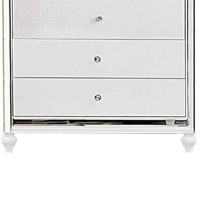 Benjara 5 Drawer Wooden Chest With Mirror Border Details, White