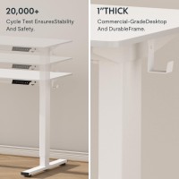 Flexispot Adjustable Height Desk 40 X 24 Inches Whole Piece Desktop Small Standing Desk For Small Space Electric Sit Stand Home Office Table (White Frame + White Desktop)
